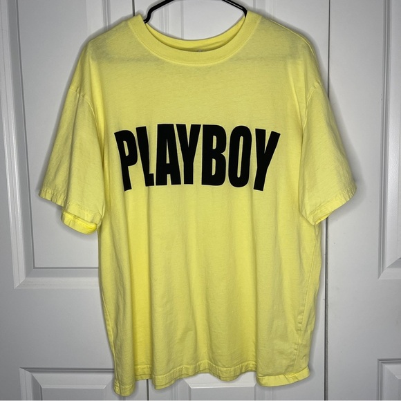 Pacsun Yellow Playboy Logo Tee Size Large Mens Short Sleeve Tshirt Top Shirt - Picture 1 of 6